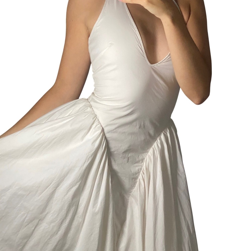 House of CB Marilyn Ivory Open Back Halter Dress Midi Pleated Skirt - Size S - Picture 10 of 16